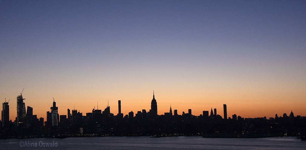 NYC skyline at sunrise.